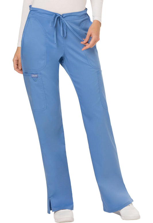 Workwear Revolution WW120 Women's Mid Rise Moderate Flare Drawstring Scrub Pants Ciel Blue