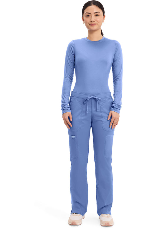 Workwear Revolution WW120 Women's Mid Rise Moderate Flare Drawstring Scrub Pants Ciel Blue
