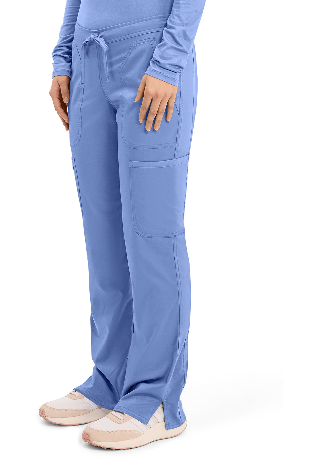 Workwear Revolution WW120 Women's Mid Rise Moderate Flare Drawstring Scrub Pants Ciel Blue