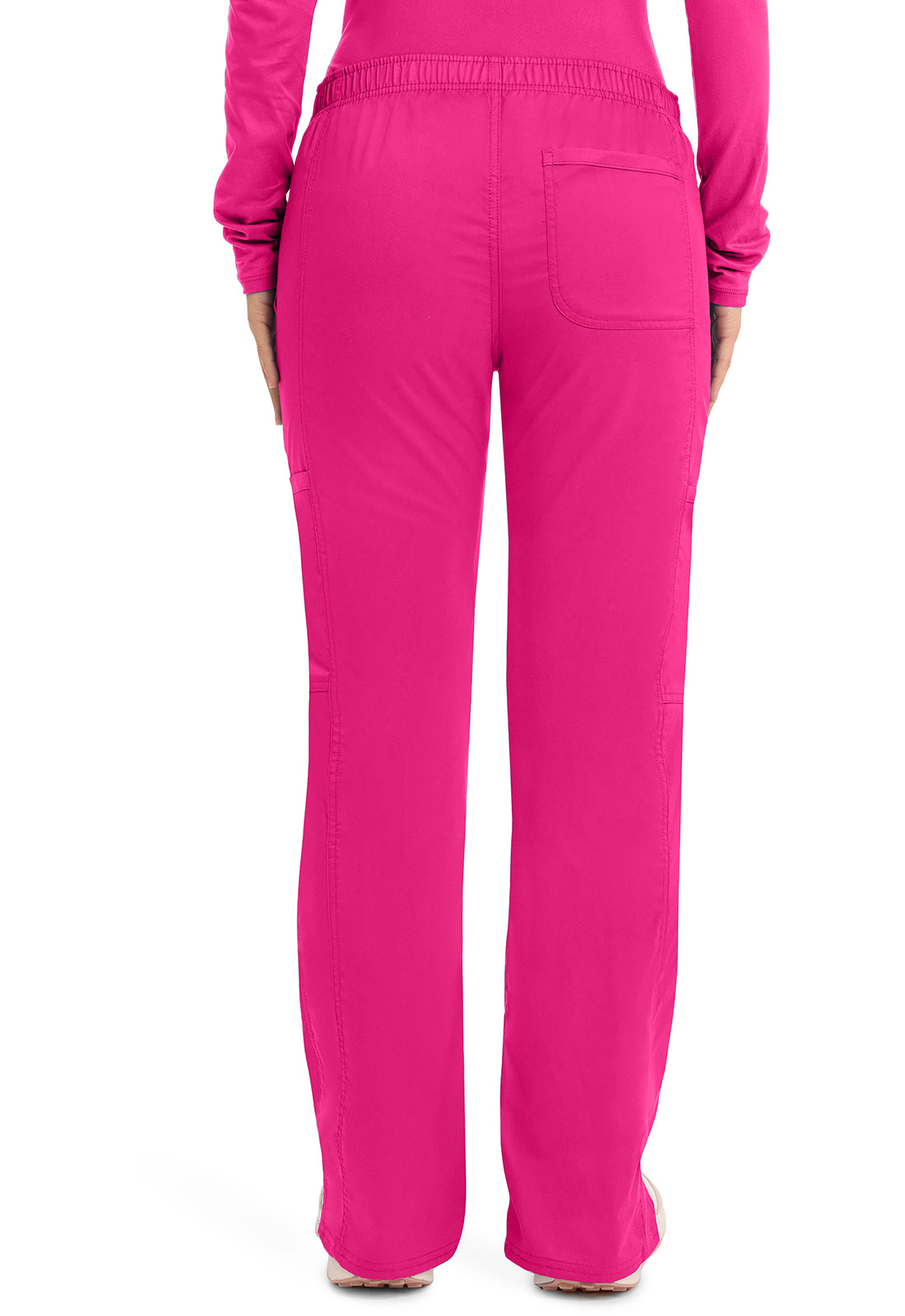 Workwear Revolution WW120 Women's Mid Rise Moderate Flare Drawstring Scrub Pants Electric Pink