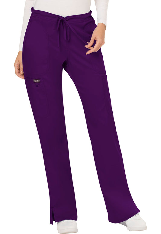 Workwear Revolution WW120 Women's Mid Rise Moderate Flare Drawstring Scrub Pants Eggplant
