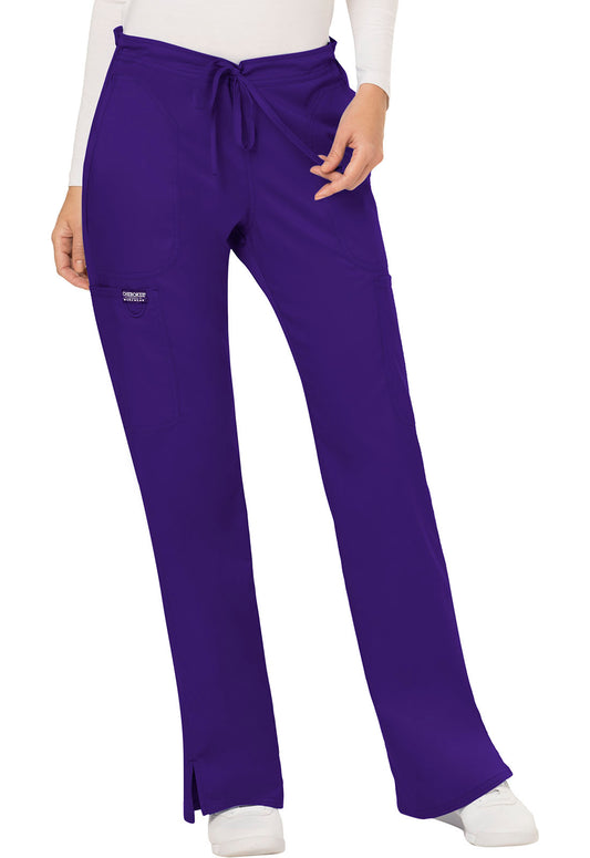 Workwear Revolution WW120 Women's Mid Rise Moderate Flare Drawstring Scrub Pants Grape
