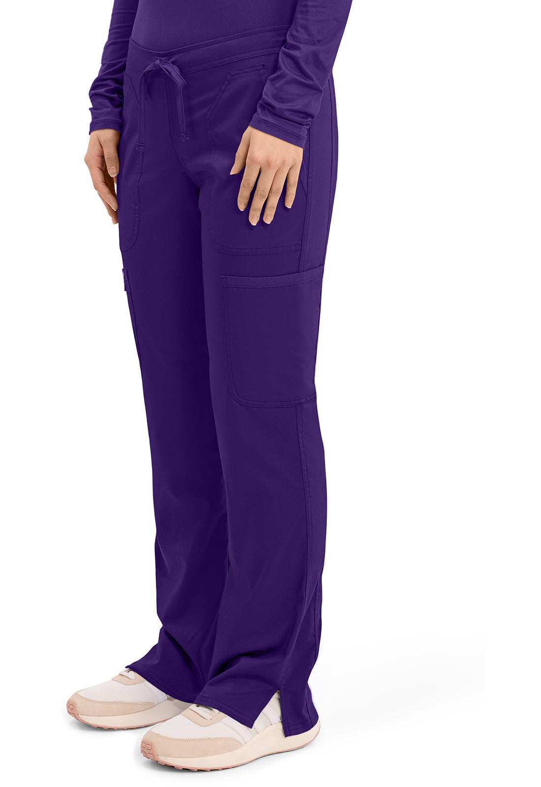 Workwear Revolution WW120 Women's Mid Rise Moderate Flare Drawstring Scrub Pants Grape