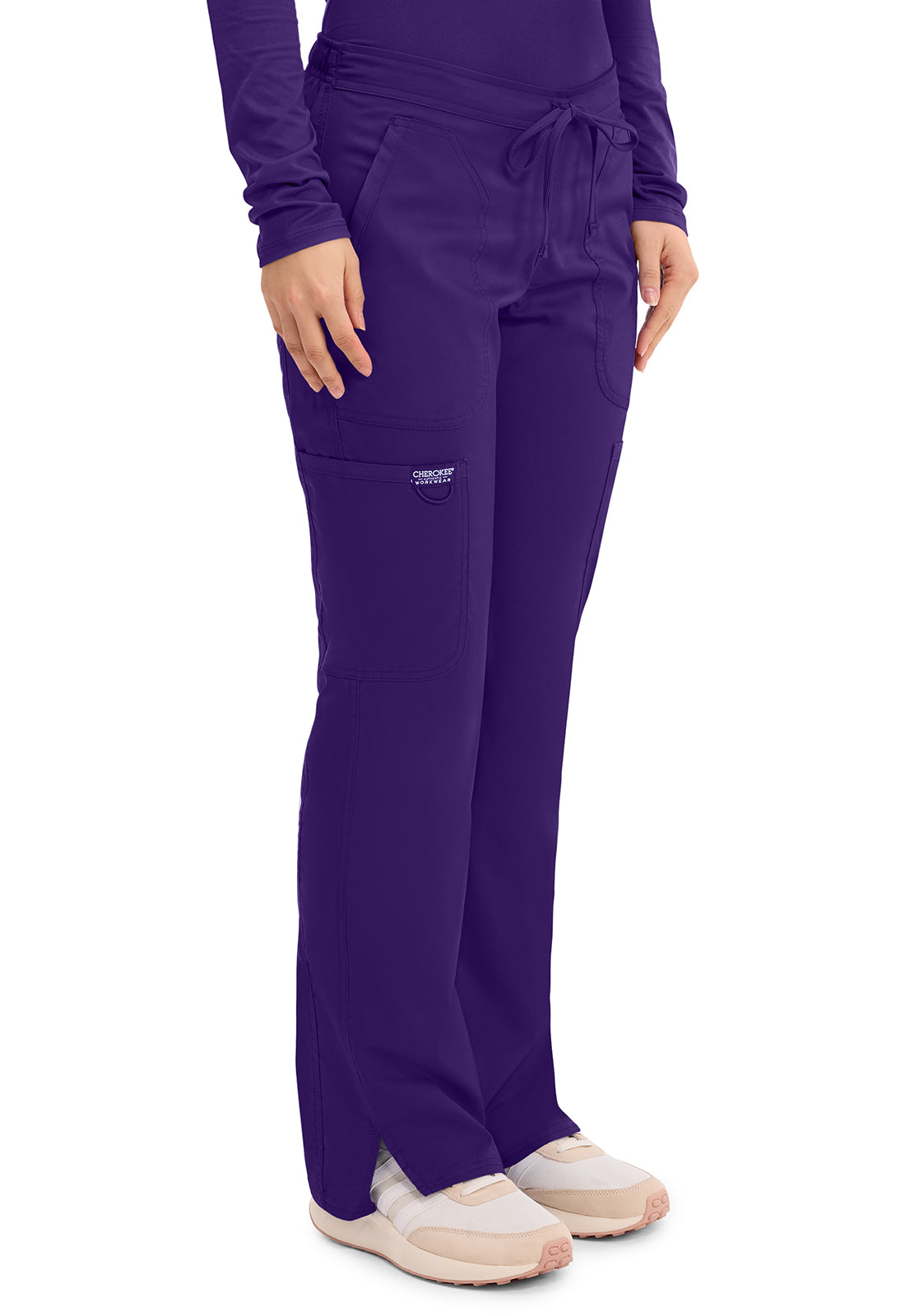 Workwear Revolution WW120 Women's Mid Rise Moderate Flare Drawstring Scrub Pants Grape