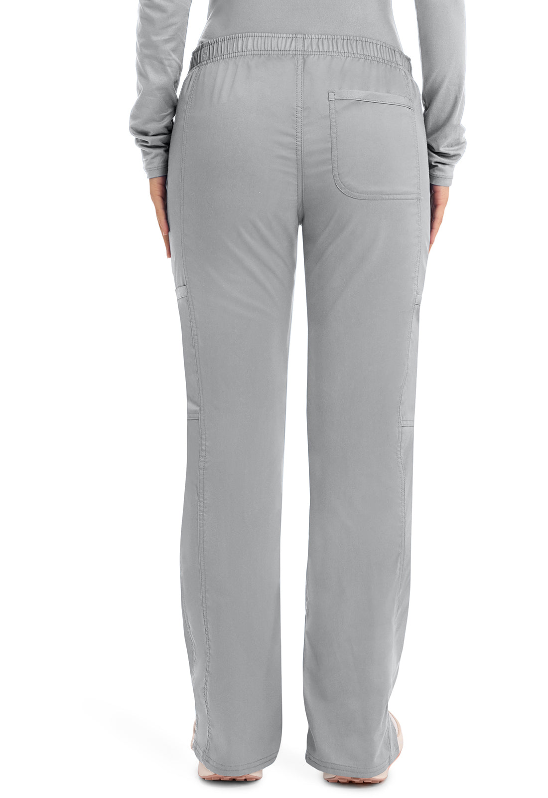 Workwear Revolution WW120 Women's Mid Rise Moderate Flare Drawstring Scrub Pants Grey