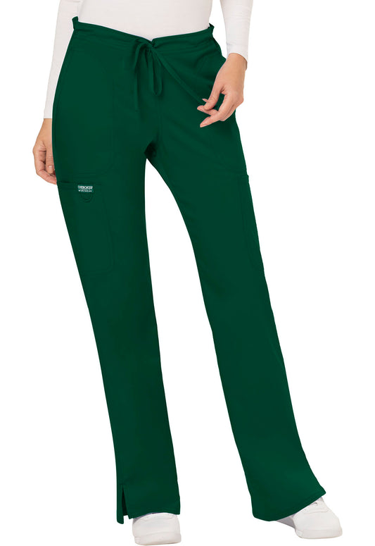 Workwear Revolution WW120 Women's Mid Rise Moderate Flare Drawstring Scrub Pants Hunter Green