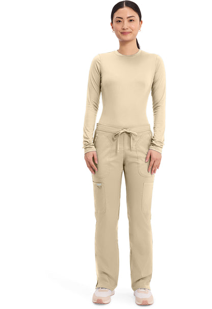 Workwear Revolution WW120 Women's Mid Rise Moderate Flare Drawstring Scrub Pants Khaki