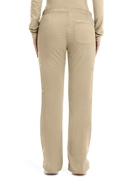 Workwear Revolution WW120 Women's Mid Rise Moderate Flare Drawstring Scrub Pants Khaki