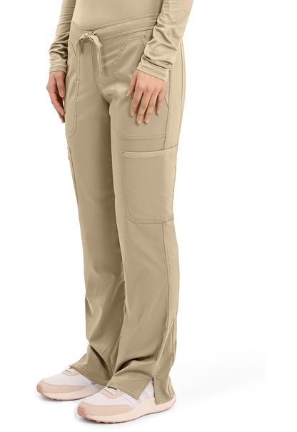 Workwear Revolution WW120 Women's Mid Rise Moderate Flare Drawstring Scrub Pants Khaki