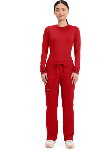 Workwear Revolution WW120 Women's Mid Rise Moderate Flare Drawstring Scrub Pants Red