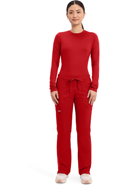 Workwear Revolution WW120 Women's Mid Rise Moderate Flare Drawstring Scrub Pants Red