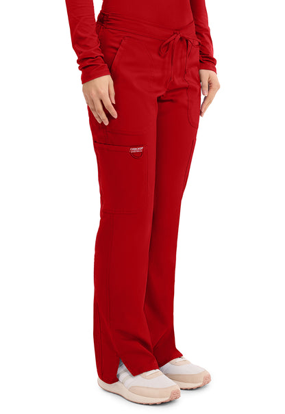 Workwear Revolution WW120 Women's Mid Rise Moderate Flare Drawstring Scrub Pants Red