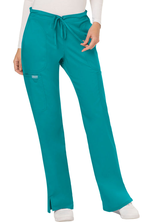 Workwear Revolution WW120 Women's Mid Rise Moderate Flare Drawstring Scrub Pants Teal Blue
