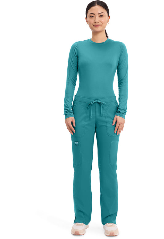 Workwear Revolution WW120 Women's Mid Rise Moderate Flare Drawstring Scrub Pants Teal Blue