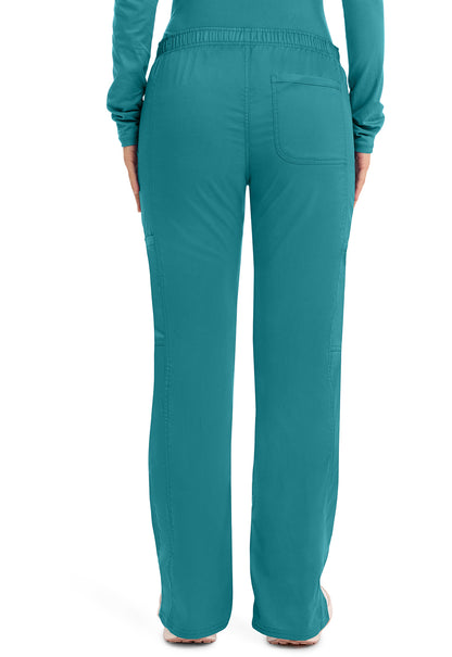 Workwear Revolution WW120 Women's Mid Rise Moderate Flare Drawstring Scrub Pants Teal Blue