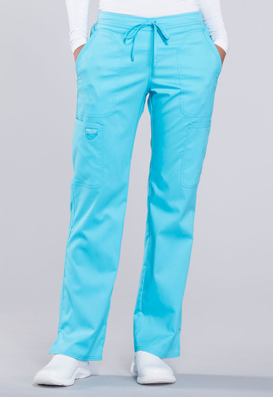 Workwear Revolution WW120 Women's Mid Rise Moderate Flare Drawstring Scrub Pants Turquoise