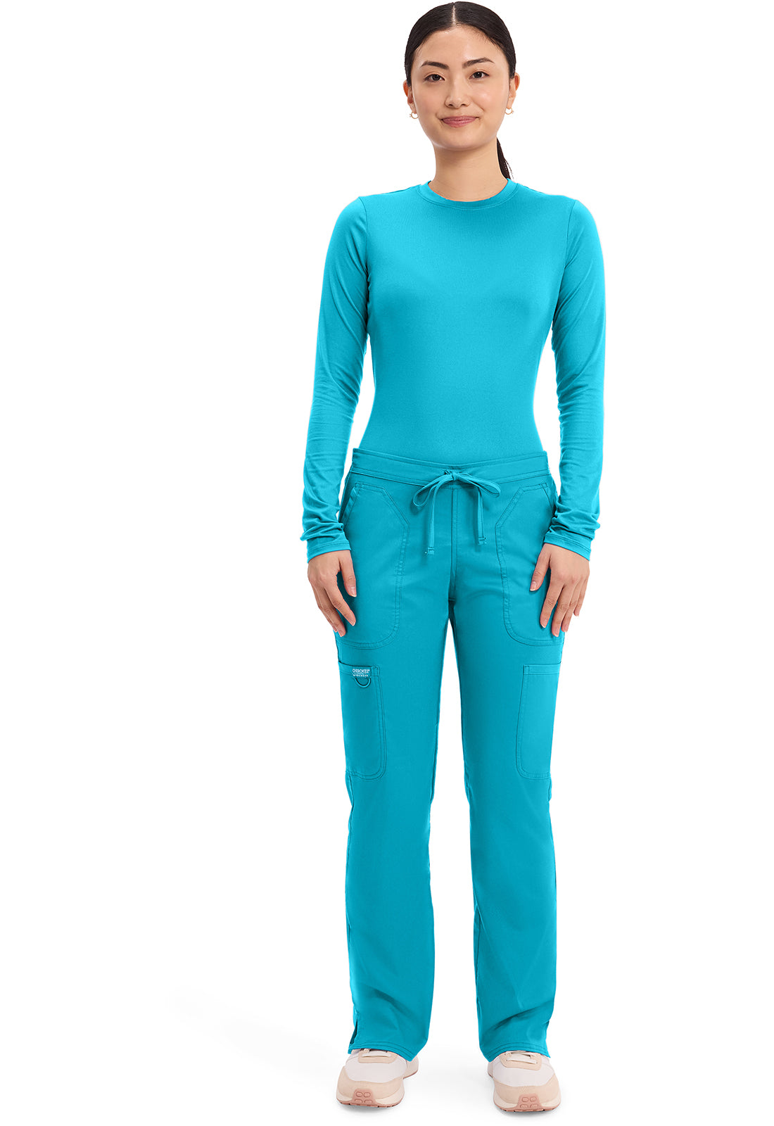 Workwear Revolution WW120 Women's Mid Rise Moderate Flare Drawstring Scrub Pants Turquoise