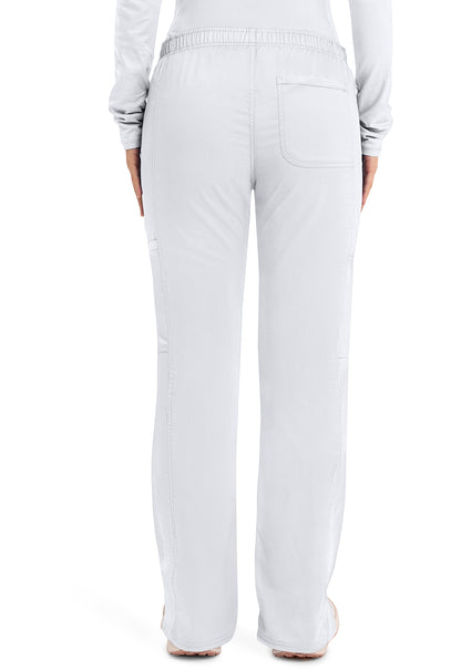 Workwear Revolution WW120 Women's Mid Rise Moderate Flare Drawstring Scrub Pants White