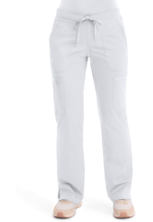 Workwear Revolution WW120 Women's Mid Rise Moderate Flare Drawstring Scrub Pants White