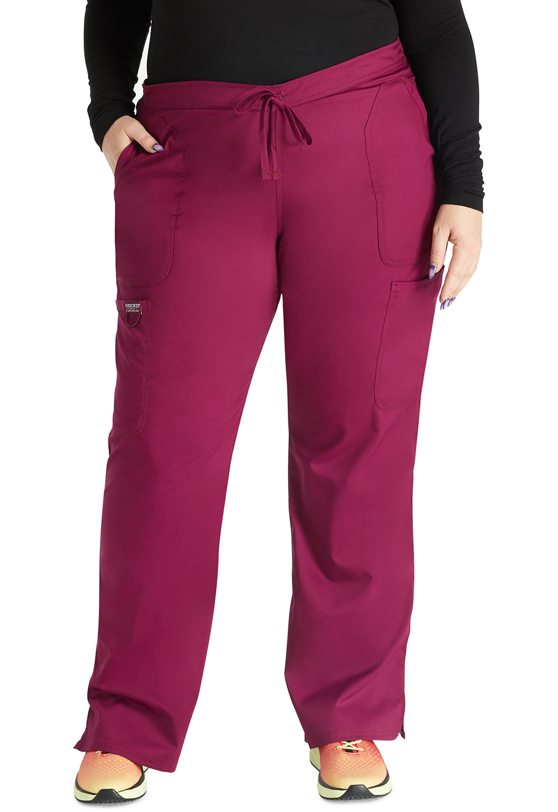 Workwear Revolution WW120 Women's Mid Rise Moderate Flare Drawstring Scrub Pants image 1
