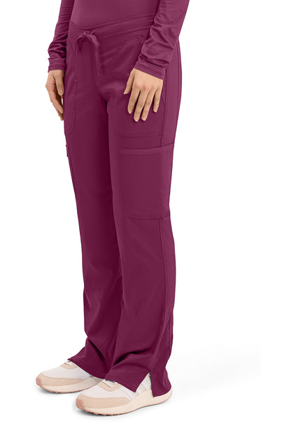 Workwear Revolution WW120 Women's Mid Rise Moderate Flare Drawstring Scrub Pants Wine
