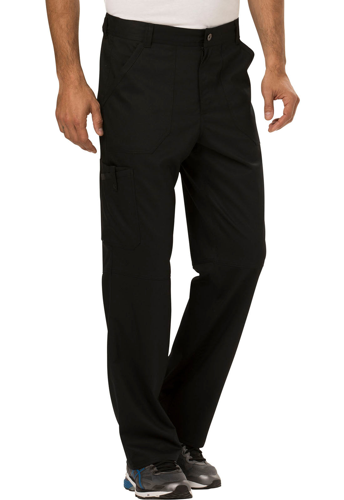 Revolution WW140 Men's Fly Front Pants Black Model Image Left Side | Cherokee Workwear