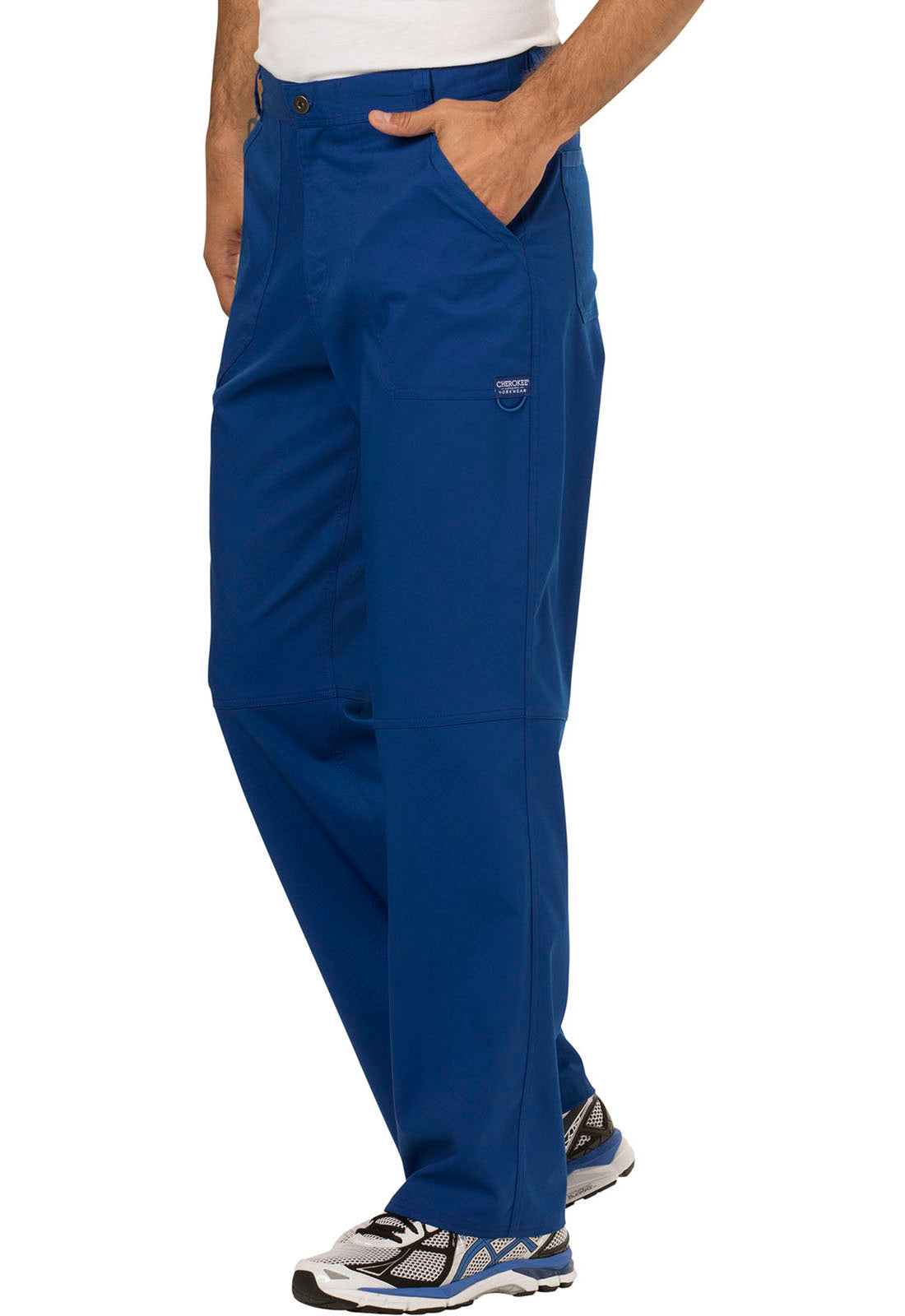 Revolution WW140 Men's Fly Front Pants Galaxy Blue Model Image Right Side | Cherokee Workwear