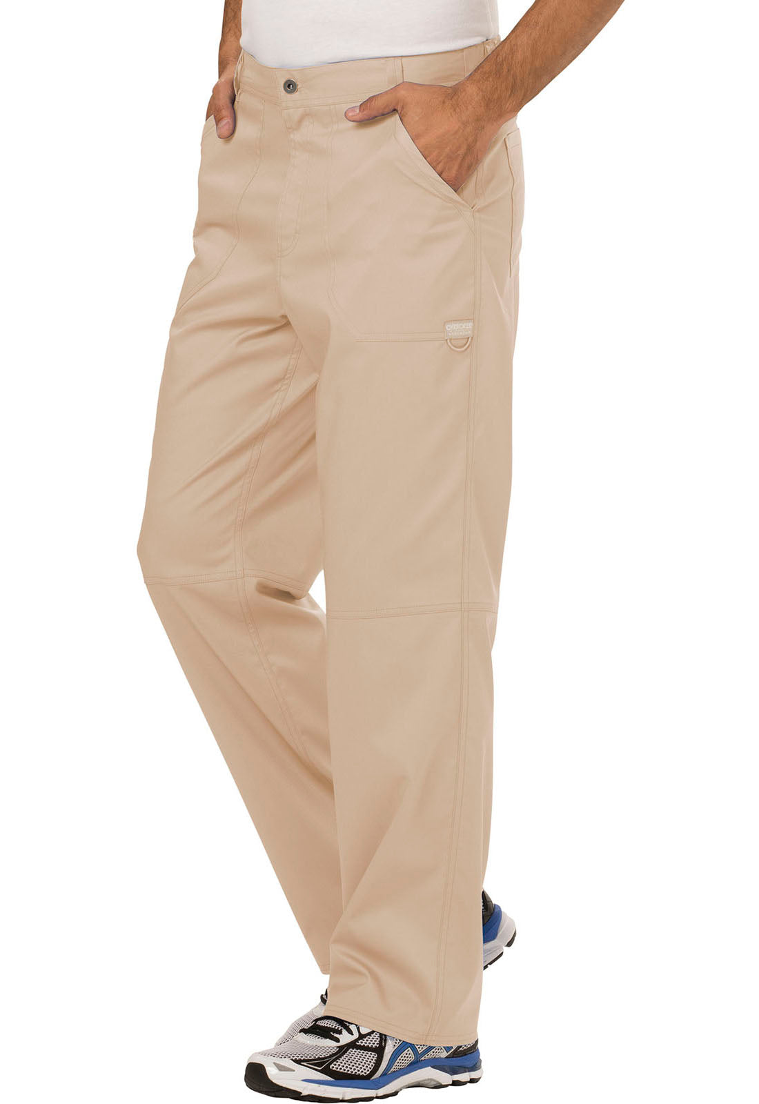 Revolution WW140 Men's Fly Front Pants Khaki Model Image Right Side | Cherokee Workwear