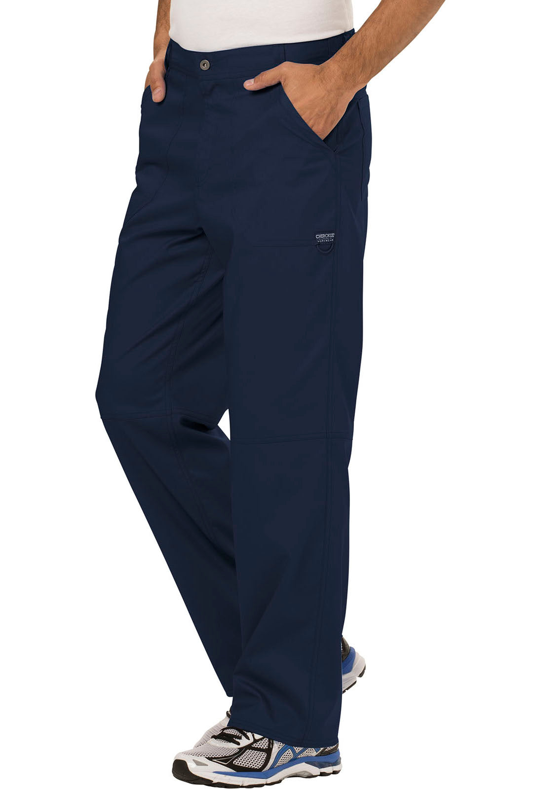 Revolution WW140 Men's Fly Front Pants Navy Model Image Right Side | Cherokee Workwear