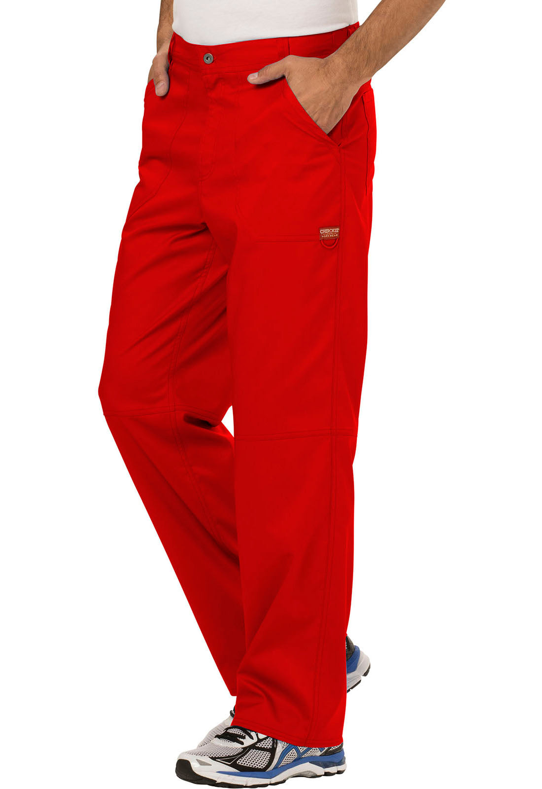 Revolution WW140 Men's Fly Front Pants Red Model Image Right Side | Cherokee Workwear