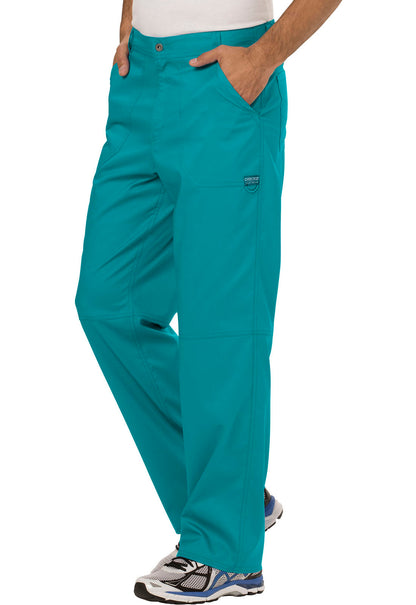 Revolution WW140 Men's Fly Front Pants Teal Blue Model Image Right Side | Cherokee Workwear