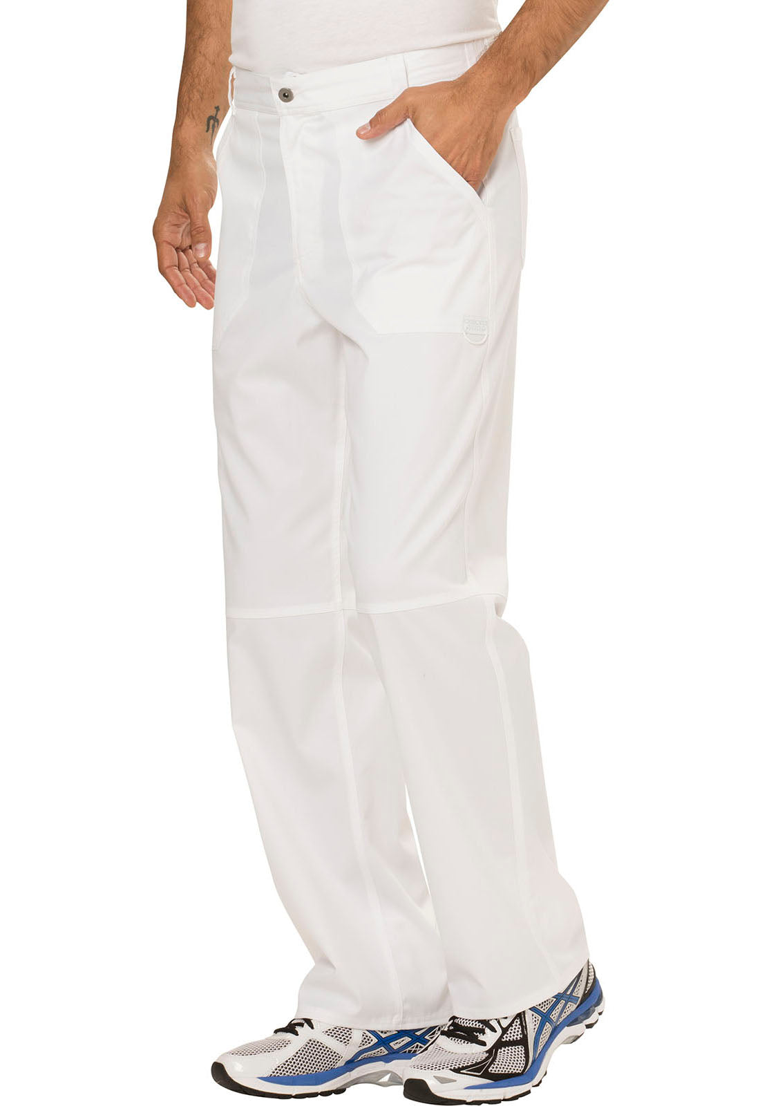 Revolution WW140 Men's Fly Front Pants White Model Image Right Side | Cherokee Workwear