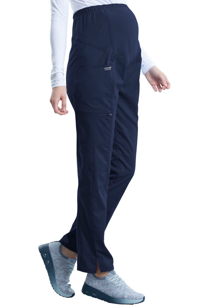 Revolution WW155 Maternity Straight Leg Pants Navy Model Image Left Side | Cherokee Workwear