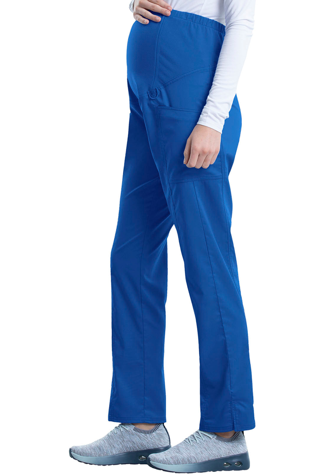 Revolution WW155 Maternity Straight Leg Pants Royal Model Image Right Side | Cherokee Workwear