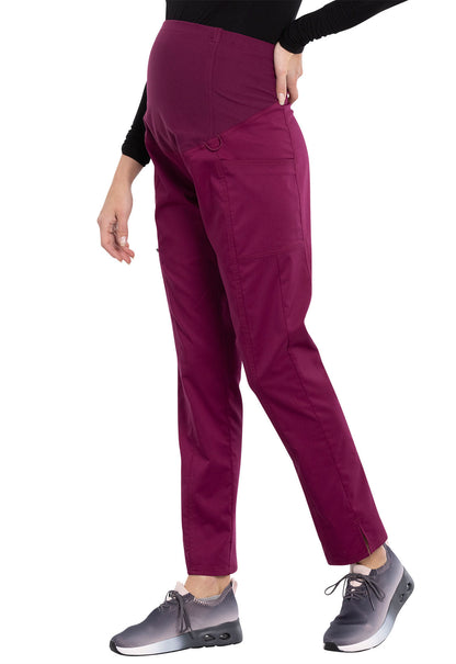 Revolution WW155 Maternity Straight Leg Pants Wine Model Image Right Side | Cherokee Workwear