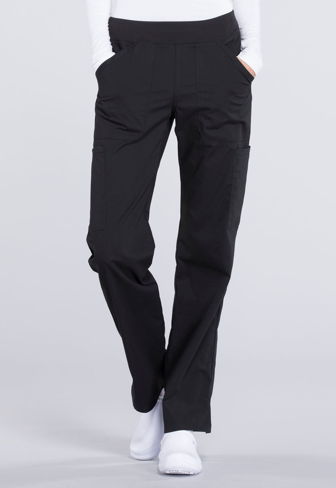 Professionals WW170 Mid Rise Straight Leg Pull-on Cargo Pants Black