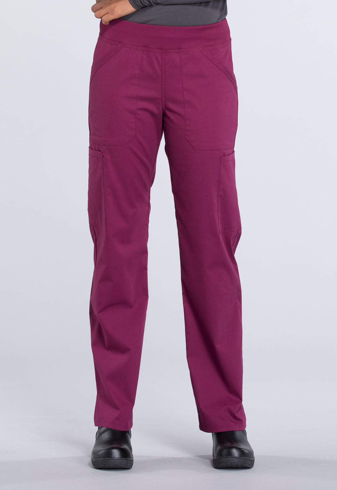 Professionals WW170 Mid Rise Straight Leg Pull-on Cargo Pants Wine