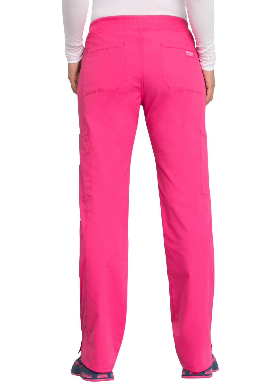 Professionals WW170 Mid Rise Straight Leg Pull-on Cargo Pants Electric Pink Model Image Back | Cherokee Workwear