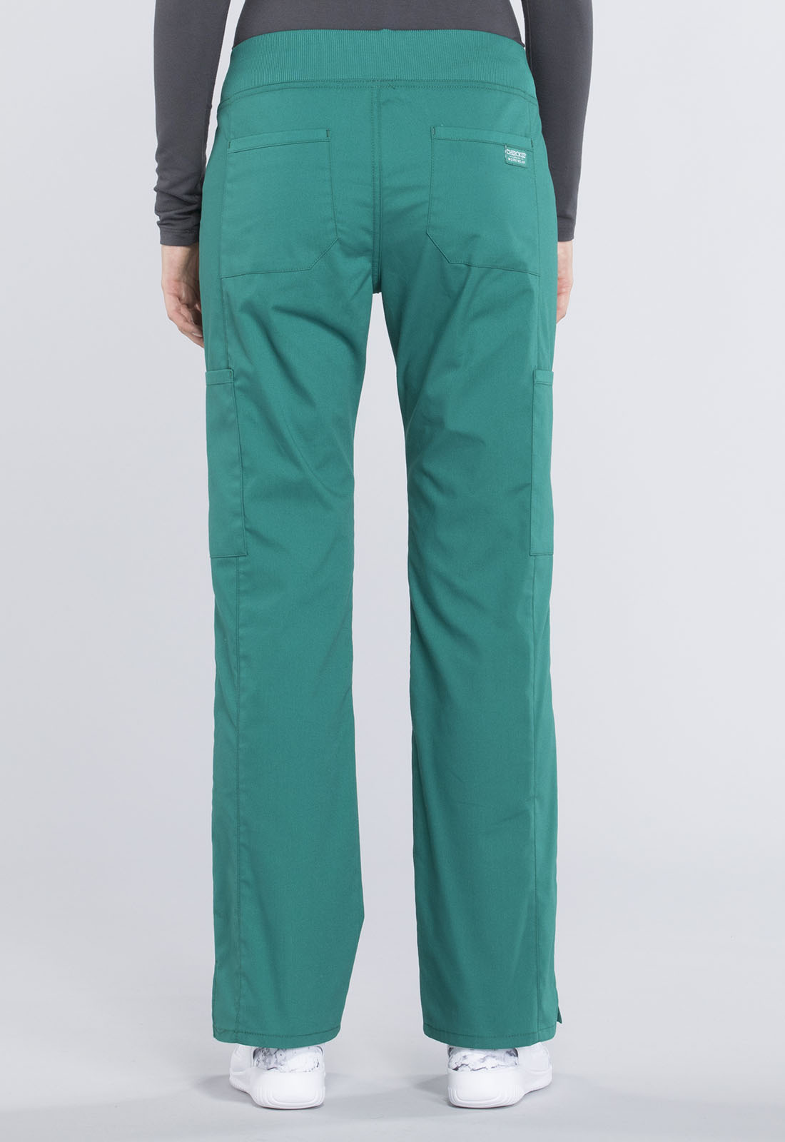 Professionals WW170 Mid Rise Straight Leg Pull-on Cargo Pants Hunter Green Model Image Back | Cherokee Workwear