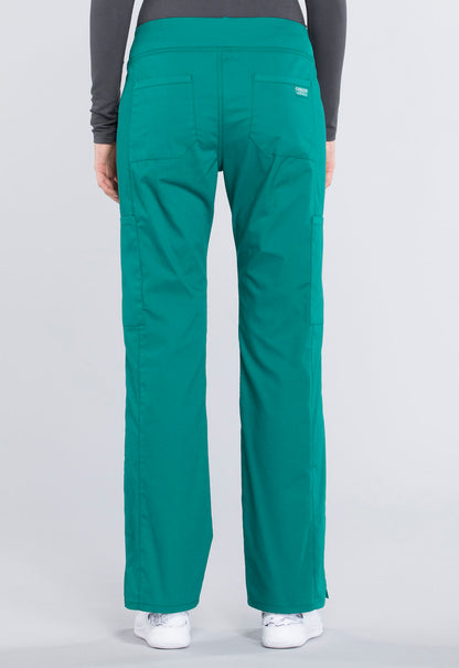 Professionals WW170 Mid Rise Straight Leg Pull-on Cargo Pants Hunter Green Model Image Back | Cherokee Workwear