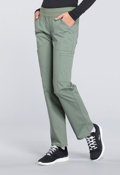 Professionals WW170 Mid Rise Straight Leg Pull-on Cargo Pants Olive Model Image Right Side | Cherokee Workwear