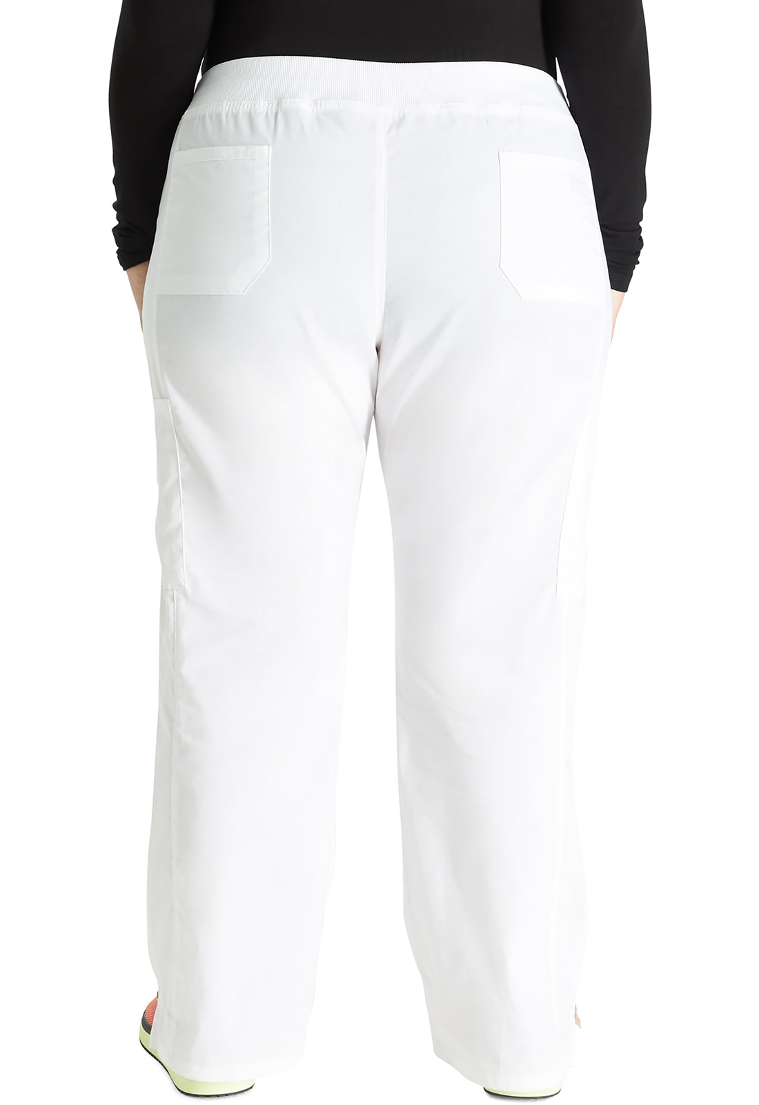 Professionals WW170 Mid Rise Straight Leg Pull-on Cargo Pants White Model Image Back | Cherokee Workwear