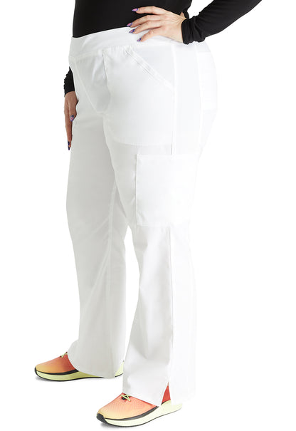 Professionals WW170 Mid Rise Straight Leg Pull-on Cargo Pants White Model Image Right Side | Cherokee Workwear