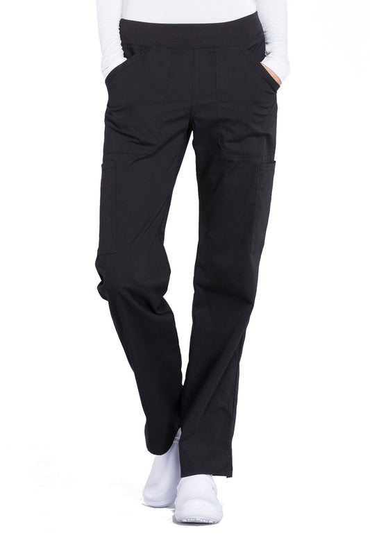 Workwear Professionalessionals WW170 Women's Mid Rise Straight Leg Pull-on Cargo Scrub Pants Black