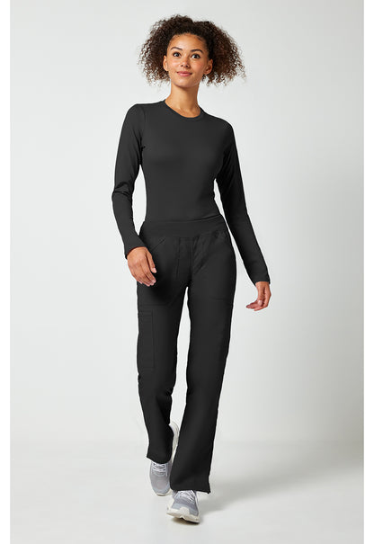 Workwear Professionalessionals WW170 Women's Mid Rise Straight Leg Pull-on Cargo Scrub Pants Black