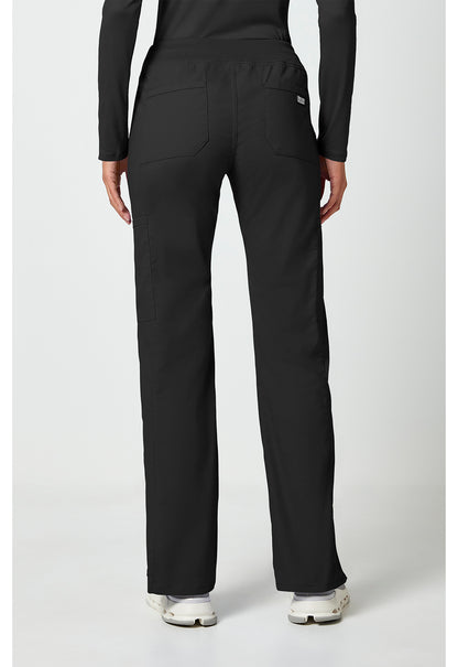 Workwear Professionalessionals WW170 Women's Mid Rise Straight Leg Pull-on Cargo Scrub Pants Black