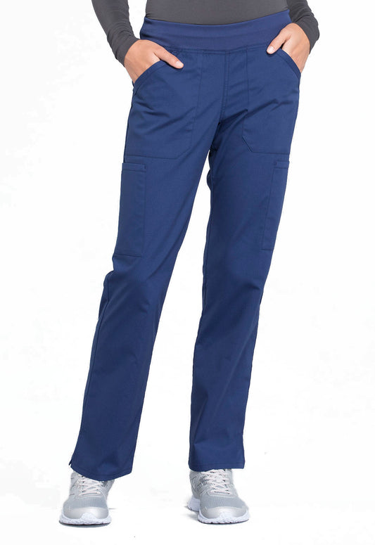 Workwear Professionalessionals WW170 Women's Mid Rise Straight Leg Pull-on Cargo Scrub Pants Navy