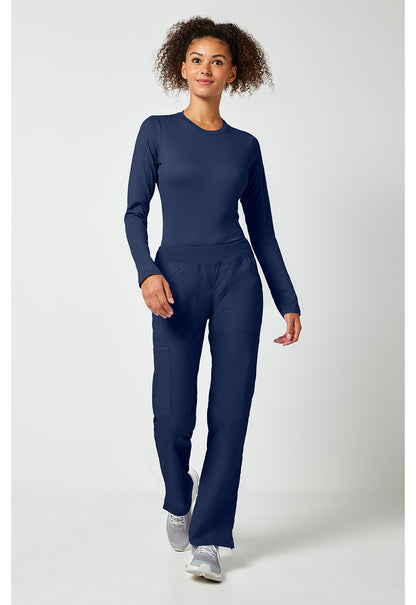 Workwear Professionalessionals WW170 Women's Mid Rise Straight Leg Pull-on Cargo Scrub Pants Navy