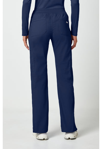 Workwear Professionalessionals WW170 Women's Mid Rise Straight Leg Pull-on Cargo Scrub Pants Navy