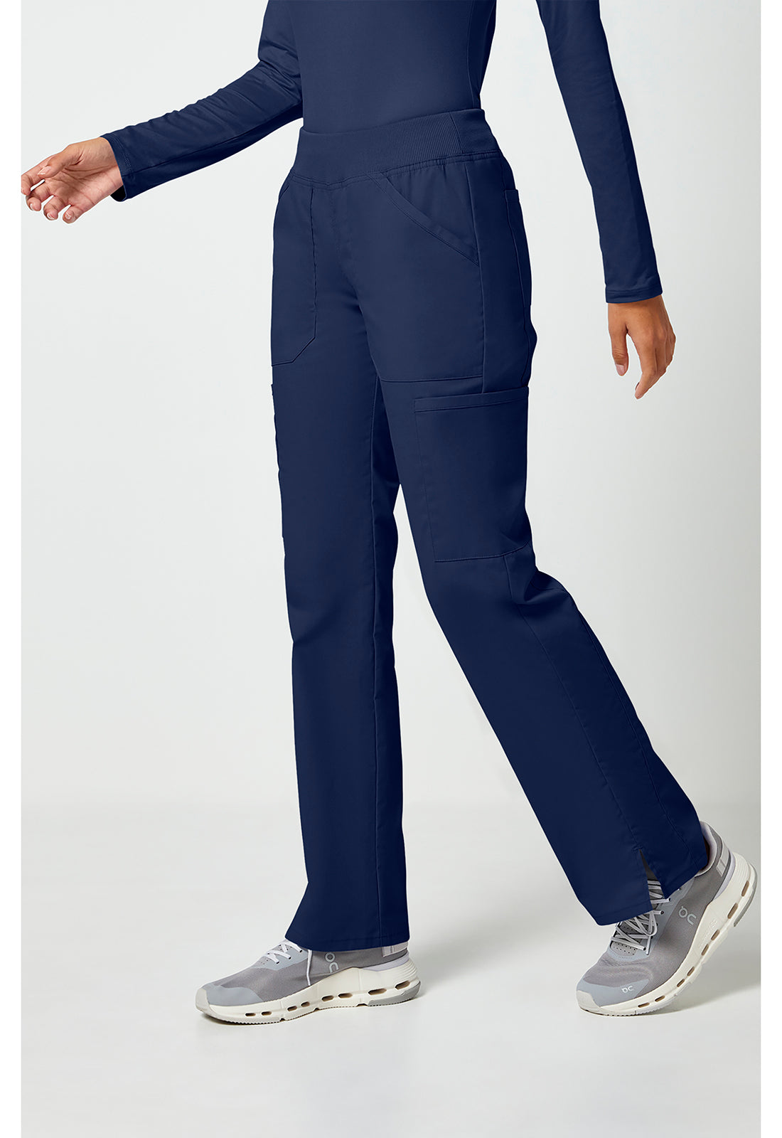 Workwear Professionalessionals WW170 Women's Mid Rise Straight Leg Pull-on Cargo Scrub Pants Navy